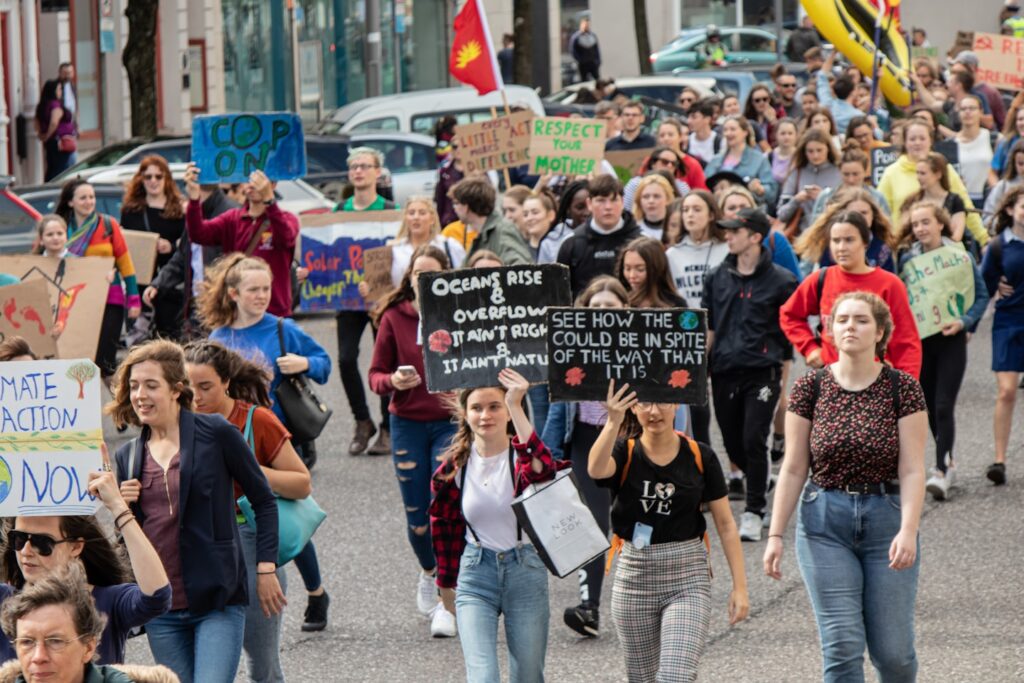Picture of people rallying for climate change in Cork