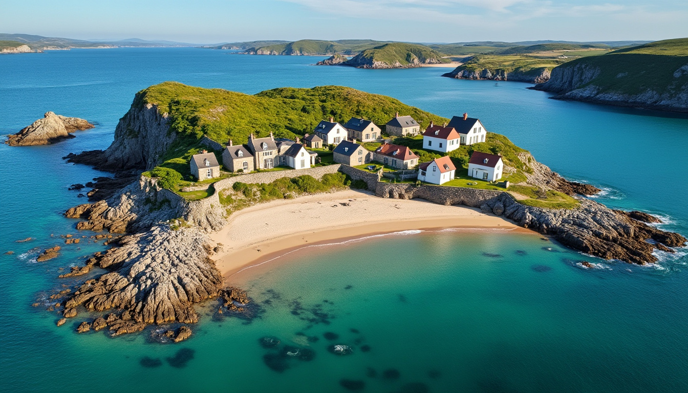 découvrez cette île bretonne exclusive de 6 hectares à vendre, offrant 5 plages idylliques et 2 maisons confortables, au prix d’un bel appartement en ville.